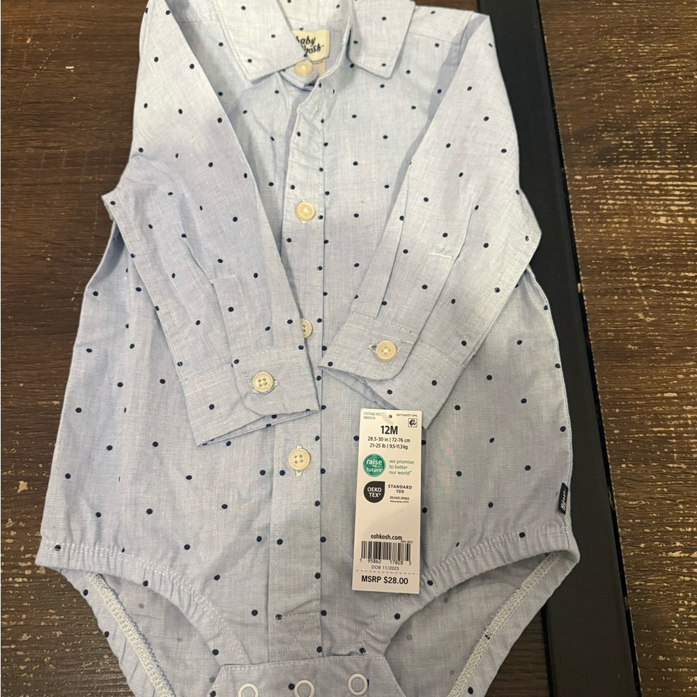 OshKosh B'gosh Light Blue Polka Dot Bodysuit